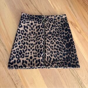 Cheetah leather mini skirt S